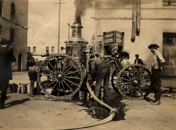 antique fire hose sepia tone